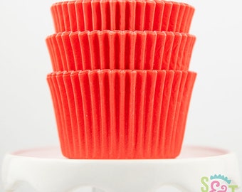 Solid Coral Cupcake Liners | Coral Greaseproof Baking Cups - 36 count pack