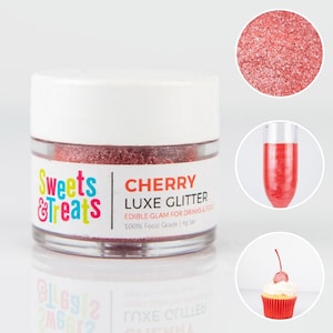 Cherry Red Edible Glitter for Drinks, Cakes, and Food - 0.5oz jar (4g)