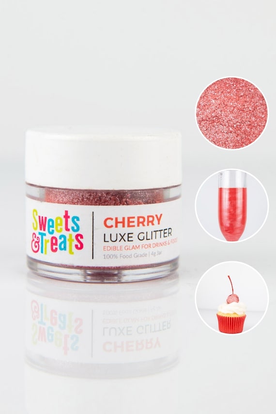 Cherry Red Edible Glitter for Drinks, Cakes, and Food - 0.5oz jar (4g)