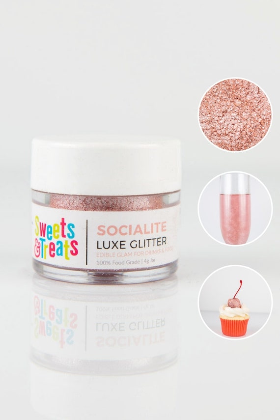 Socialite Rose Gold Edible Glitter for Drinks, Cakes, and Food - 0.5oz jar  (4g)