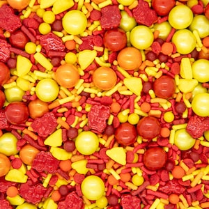 Sprinkles Mix - Fire Chaser | Fire Truck, Fireman, Fire Fighter Sprinkle Medley, Edible Blend - 4oz bottle
