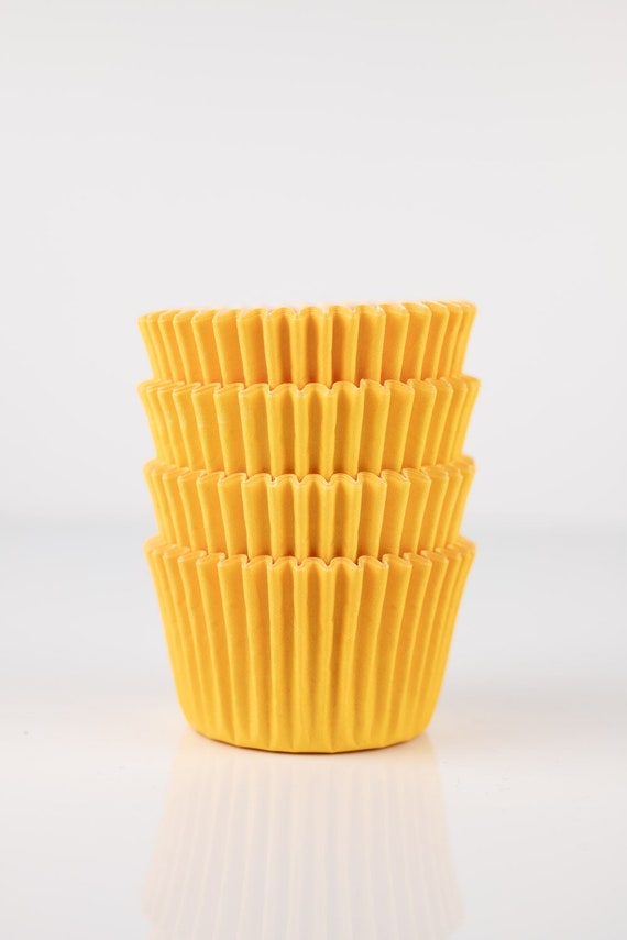 Yellow Mini Cupcake Liners Yellow Greaseproof Midi Baking Cups 48