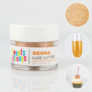 Sienna Bronze Edible Glitter for Drinks, Cakes, and Food - 0.5oz jar (4g)