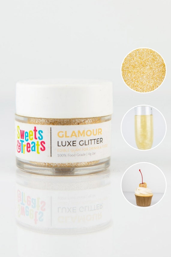 Glamour Gold Edible Glitter for Drinks, Cakes, and Food 0.5oz Jar 4g 