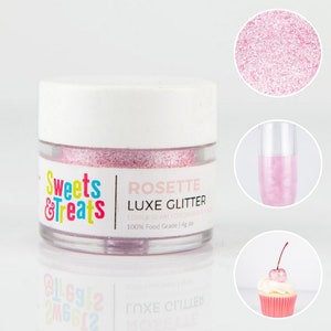 Rosette Light Pink Edible Glitter for Drinks, Cakes, and Food - 0.5oz jar (4g)