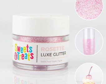 Rosette Light Pink Edible Glitter for Drinks, Cakes, and Food - 0.5oz jar (4g)