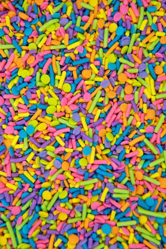 Sprinkles Mix Neon Glow Bright Rainbow Sprinkle Medley, Edible Blend 4oz bottle by Sweets
