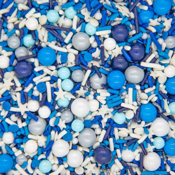 Sprinkles Mix - Glass Slipper | Blue Princess Sprinkle Medley, Edible Blend - 4oz bottle Il_570xn