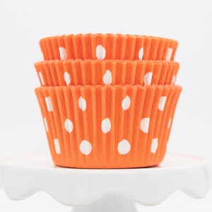 Dot Orange Cupcake Liners | Orange Dot Greaseproof Baking Cups - 36 count pack