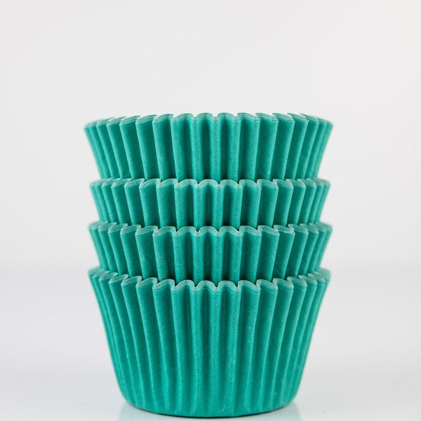 Teal Mini Cupcake Liners | Teal Green Greaseproof Midi Baking Cups - 48 count pack