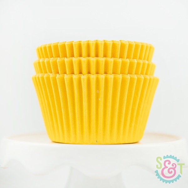 Solid Yellow Cupcake Liners | Yellow Greaseproof Baking Cups - 36 count pack