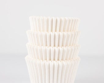 White Mini Cupcake Liners | White Greaseproof Midi Baking Cups | 48 count pack