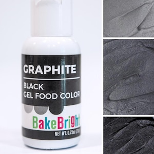 Graphite Black Food Coloring Gel for Cakes, Cookies, Frosting, Fondant - 21g (0.75oz) Bottle