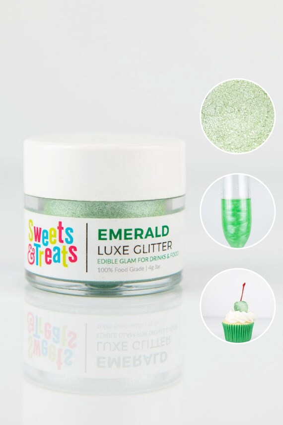 Emerald Green Edible Glitter for Drinks, Cakes, and Food 0.5oz jar