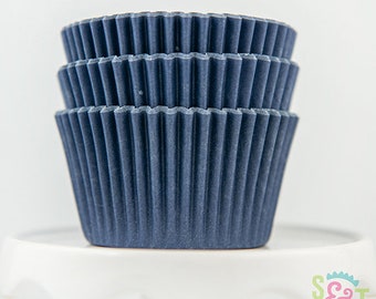 Solid Navy Cupcake Liners | Navy Blue Solid Greaseproof Baking Cups - 36 count pack