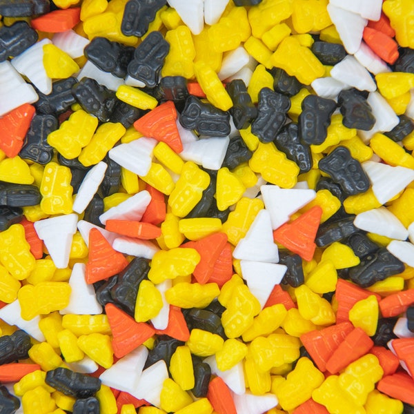 Candy Sprinkles: Construction Mix | Candy Excavator, Hard Hat, Cone Shaped Candies, Candy Mix - 4oz Bottle