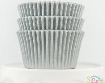 Solid Silver Cupcake Liners | Silver Greaseproof Baking Cups - 36 count pack