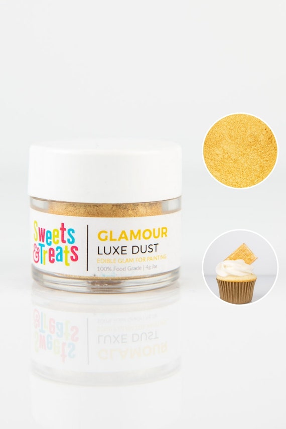 Glamour Gold Edible Luster Dust for Cakes, Cookies 0.5oz Jar 4g 