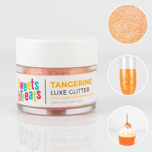Tangerine Orange Edible Glitter for Drinks, Cakes, and Food - 0.5oz jar (4g)