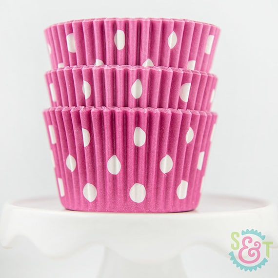 Hot Pink Glassine Cupcake Cases or Baking Cups 50 Pack