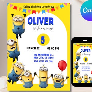 Minions Birthday Invitation: Editable, Printable, Digital Download