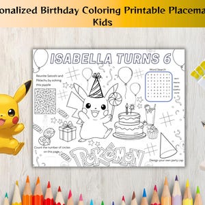 Tappetino da colorare personalizzato per il compleanno del topo: attività per bambini (download digitale)