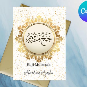 Cartão editável de Hajj Mubarak para saudar peregrinações de hajj hajj mabroor