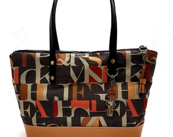 トートバッグ LCDC : 25SS / KAT PRINT SHOULDER BAG (2COLORS) Alphabet Print Copper Faux Leather Canvas Designer Bag Purse