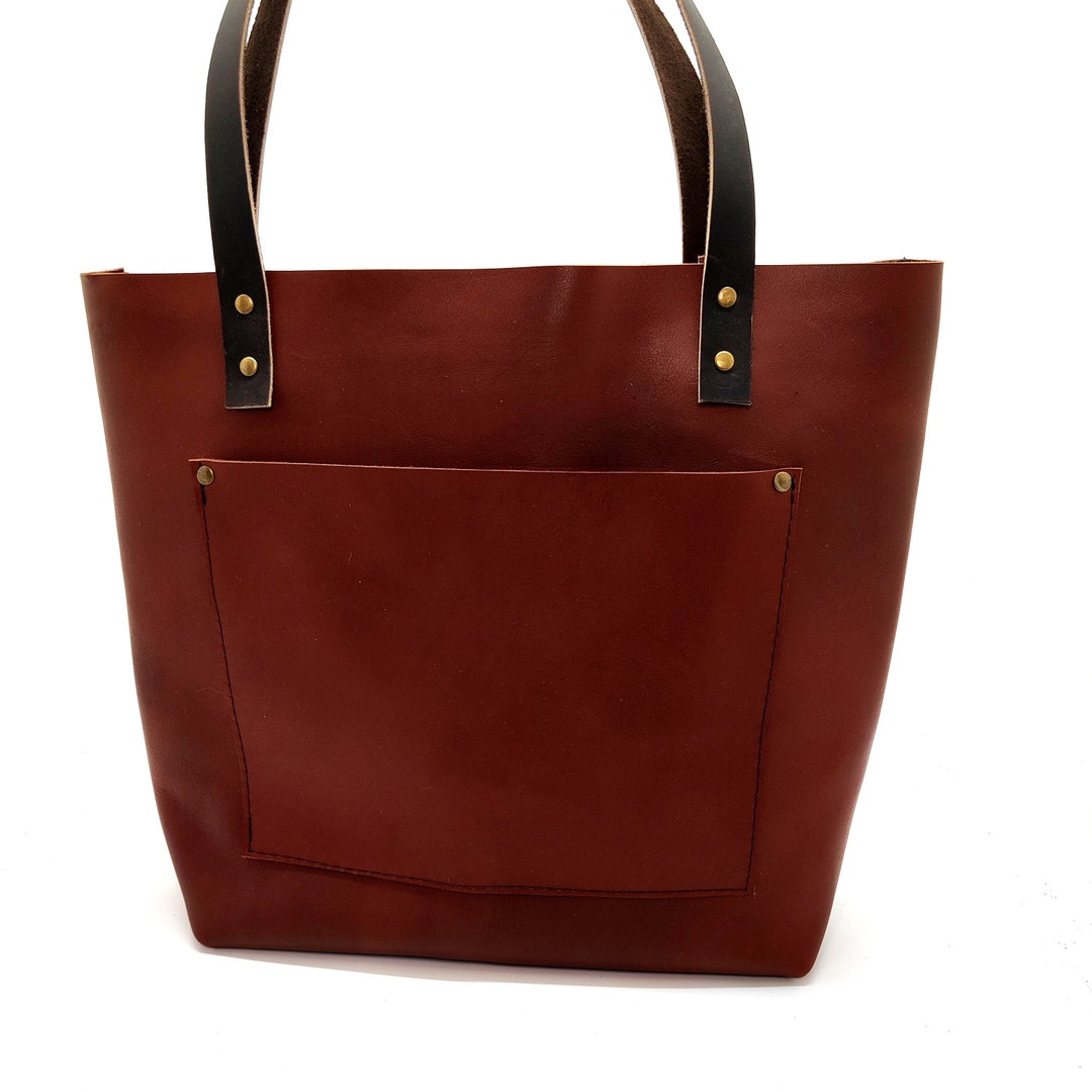 Leather Tote Bag - Cognac Brown - Smooth Full Grain