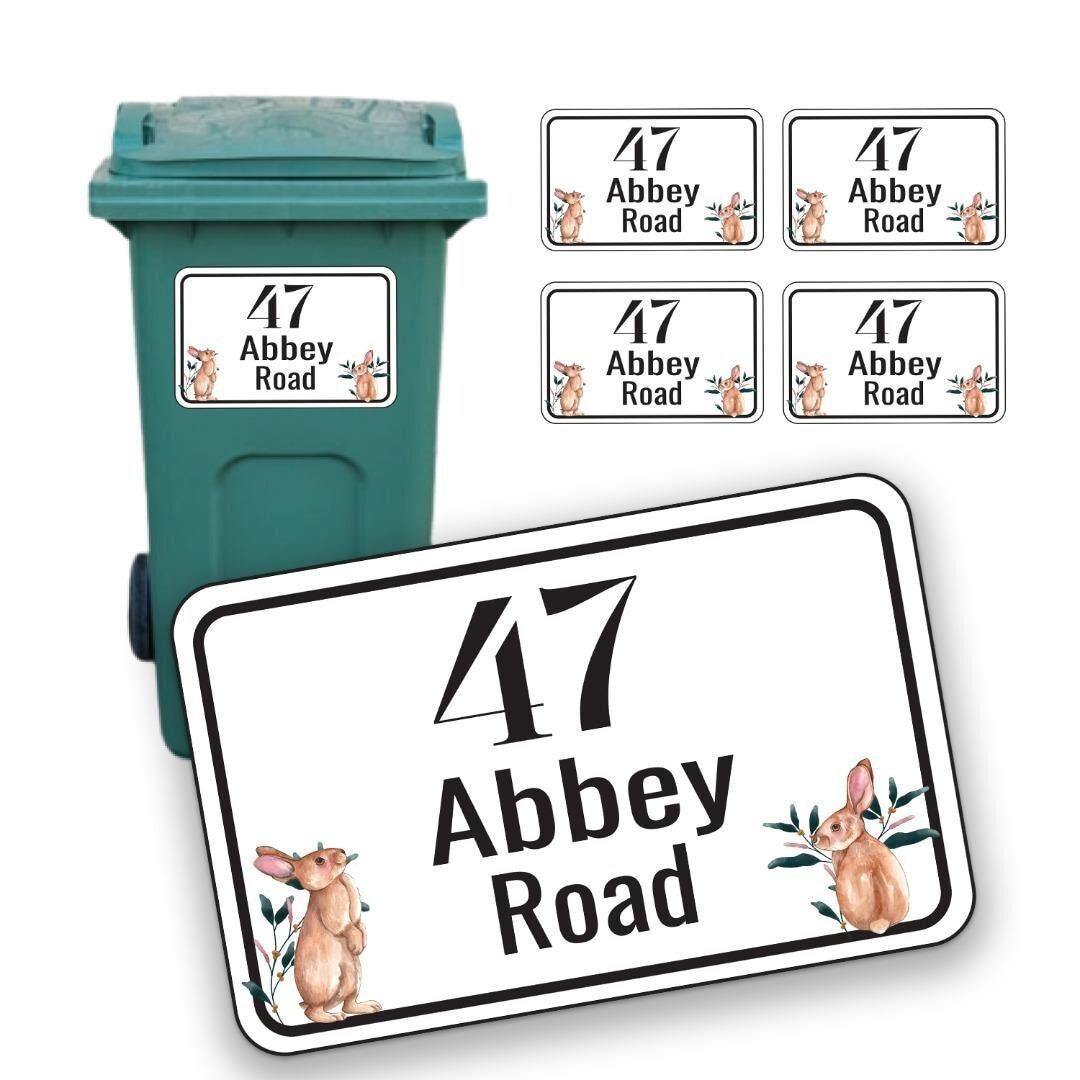 Personalised Rabbit Wheelie Bin Sticker: Address Decal - Etsy
