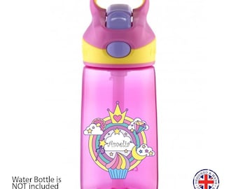 Personalised Kids Water Bottle Lunch Box Stickers School Name Labels Girls