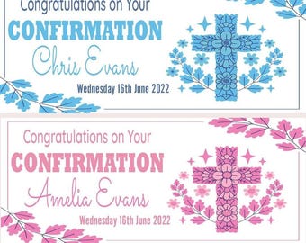 2x Personalised Confirmation Congratulations Banner Party Celebration