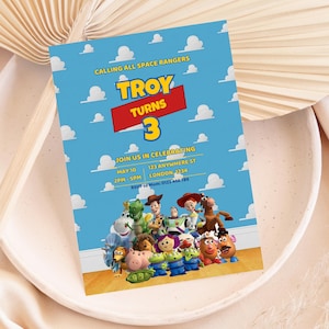 Toy Story Birthday Invitation: Woody, Buzz and Gang, Space Rangers and Cowboys (Digital Download)