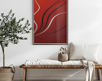 Red Abstract Wall Art | Bold Graphic Painting (Digital Download)