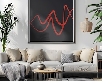 Abstract Red Line Art Print | Modern Bold Wall Decor (Digital Download)