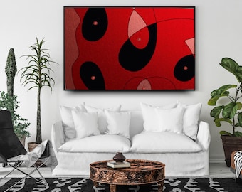 Modern Red Abstract Art Print | Bold Home Decor (Digital Download)