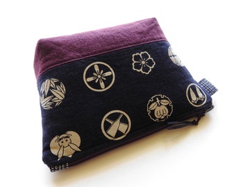 Japanese Fabric Zipper Pouch - Japanese Family Crests
