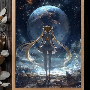 Digital Sailor Moon Print | Anime Wall Art Download | Magical Girl Poster | Instant Download | 90s Anime Decor | Printable Fan Art