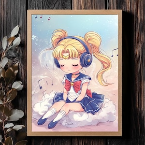 Digital Sailor Moon Print | Anime Wall Art Download | Magical Girl Poster | Instant Download | 90s Anime Decor | Printable Fan Art