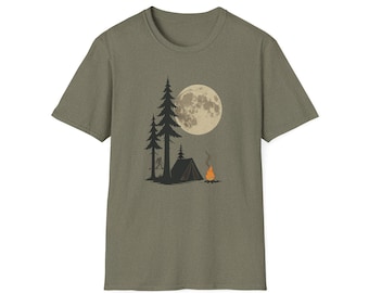Moonlit Campfire T-Shirt: Softstyle Unisex Camping Shirt