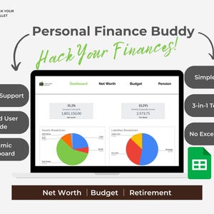 Personal Finance Planner Template Budget Debt and Net Worth Tracker Spreadsheet