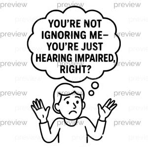 Audiology Sarcasm ClipArt Stickers - All Ears Humor, Hearing Impairment Jokes and Comedic Audiologist Quotes for Instant Download