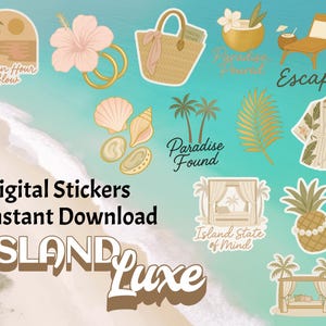 Island Luxe Sticker ClipArt Kollektion - Küste entfliehen, Paradies gefunden, Island State of Mind - Instant Download Sublimation Design
