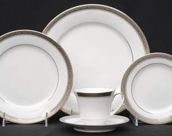 食器 Noritake Bone china 1. Set 5x5 Noritake White Bone China 5 Piece Dinner Set Japan Porcelain