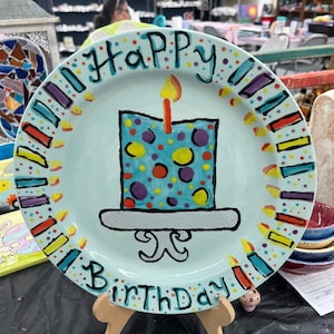 Personalized Birthday Plate – Custom Name & Age Keepsake Gift for Kids, Hand-Painted Ceramic Party Plate, Unique Birthday Decoration