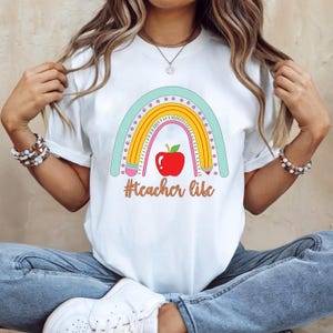 Teacher Life Shirt, Teacher Shirt, Teacher Gift, Teacher Appreciation, Rainbow Shirt, Apple Shirt, Retro Shirt, Cute Teacher Aesthetic Shirt