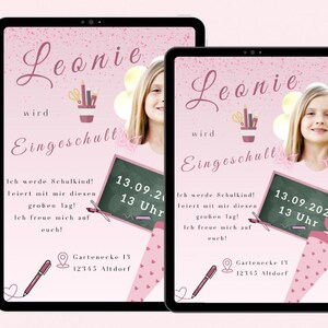 Invitación de inscripción escolar para niñas PDF personalizable para imprimir y enviar Tarjeta electrónica