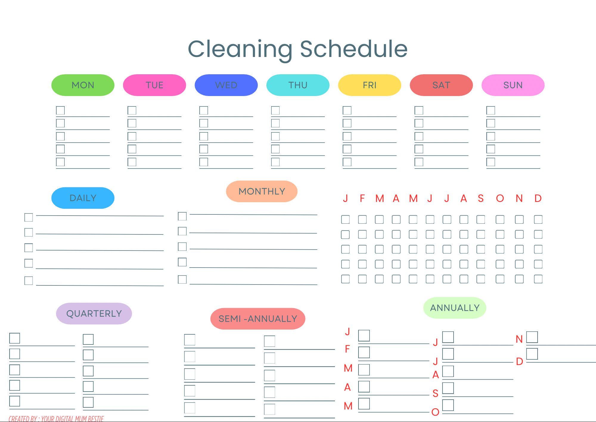 Editable Cleaning Schedule | Home Reset Planner | A4 Printable ...
