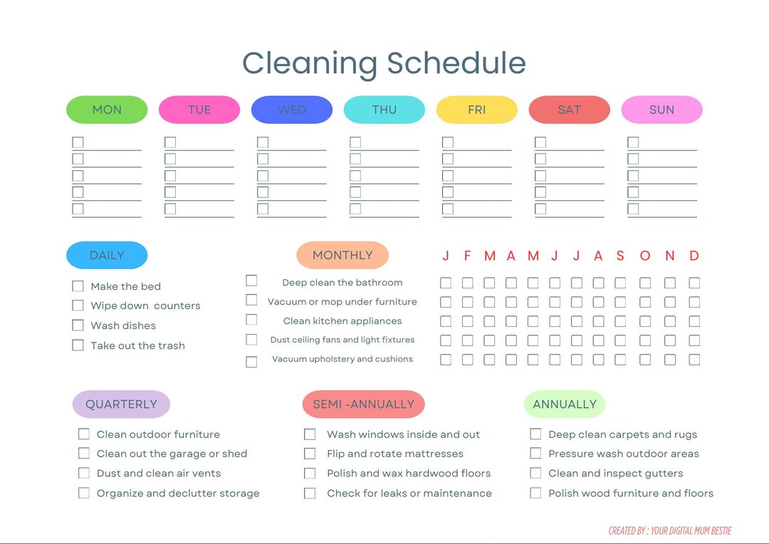 Editable Cleaning Schedule | Home Reset Planner | A4 Printable ...