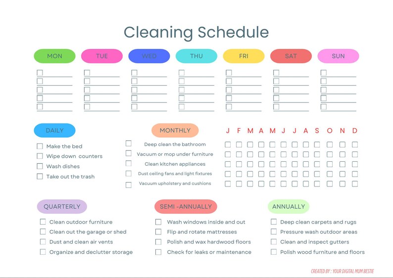 Editable Cleaning Schedule | Home Reset Planner | A4 Printable ...